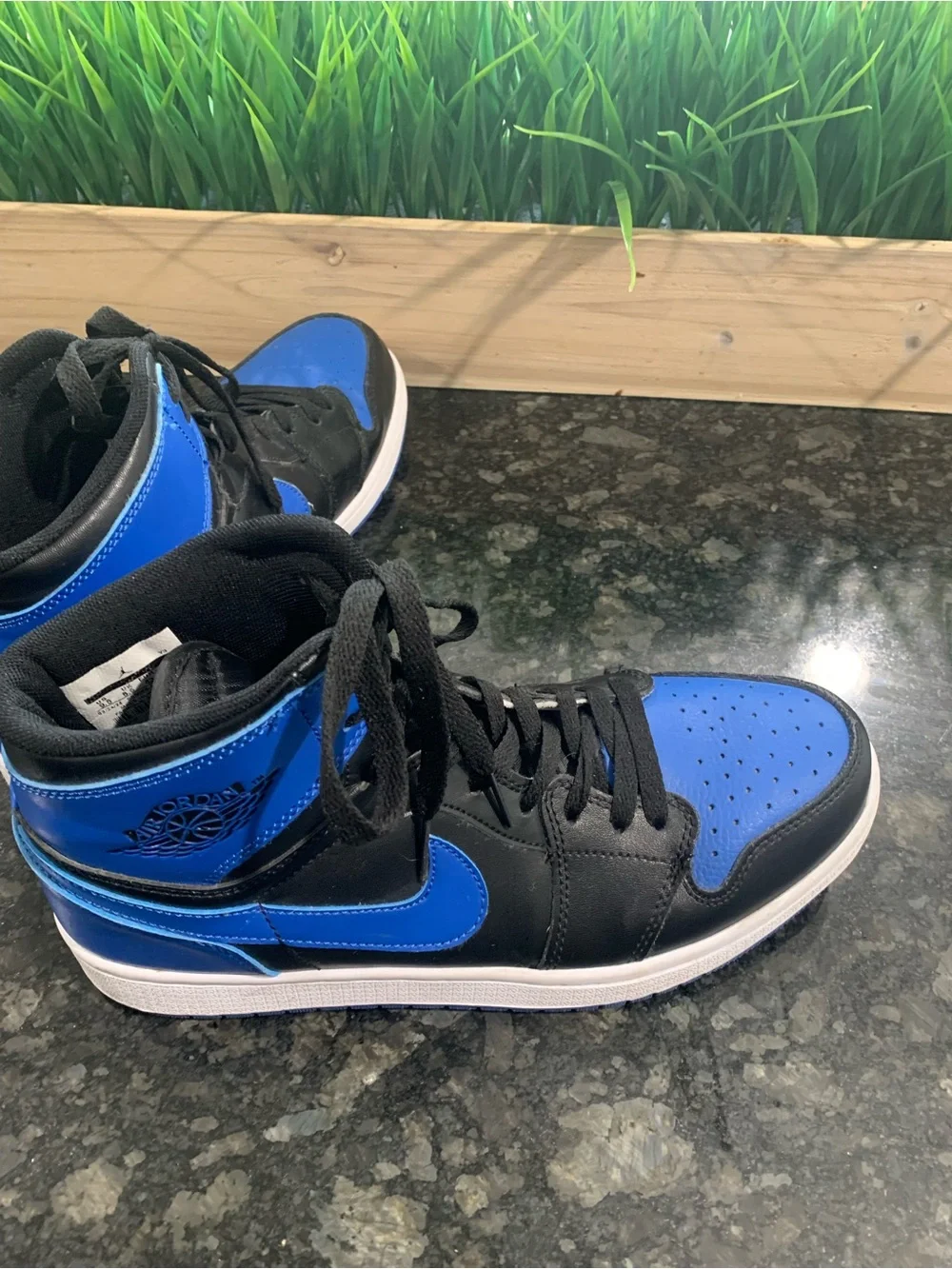 Nike Air Jordan 1 Mid Black & Royal Blue Sneakers